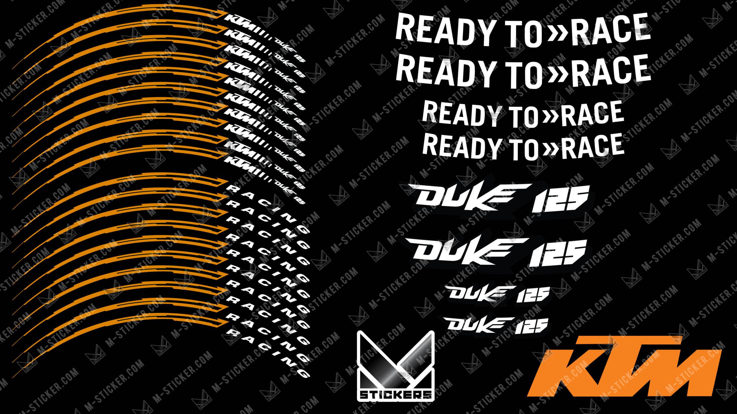 KTM Duke 125 3 Spoke Rim Decals Stickers jante KTM Duke 125 - Image 3
