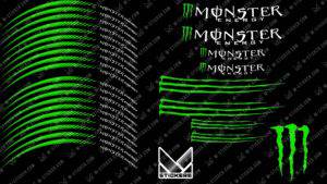 Decal Rim Moto Monster Energy: Crea il tuo kit 3 Pacchetto completo monster energy