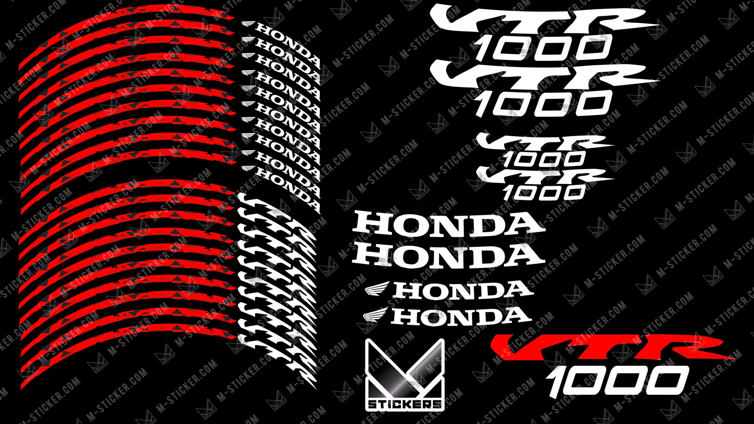 Fælgstickers Honda VTR 1000 3 Plade VTR 1000