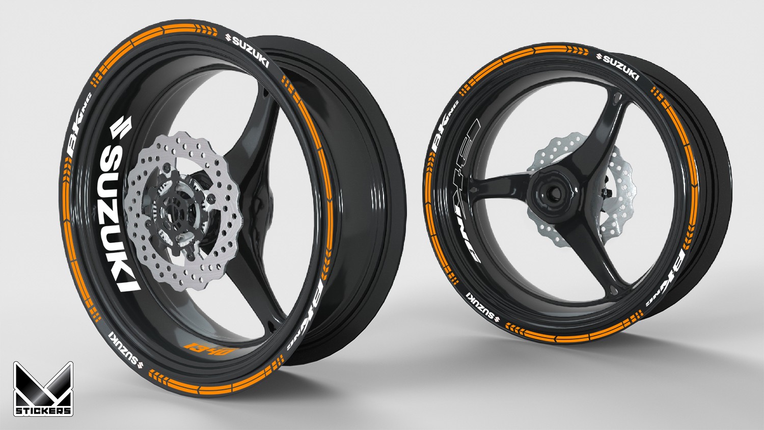 Suzuki B-King 1 rim decals Suzuki B-King Orange Wheel Graphics Kit