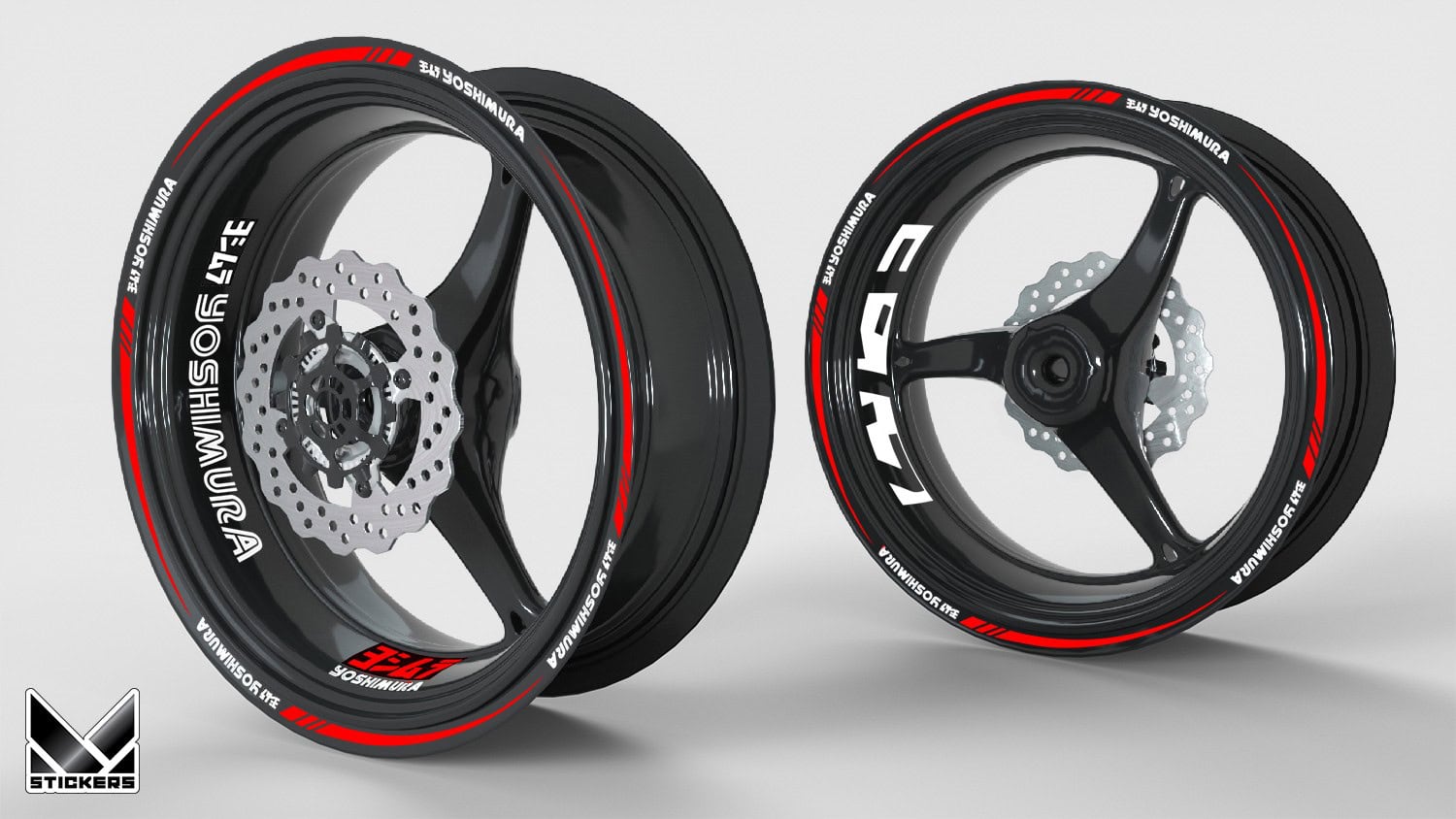 Adesivi per cerchi Yoshimura 1 Kit adesivi cerchi Yoshimura rosso