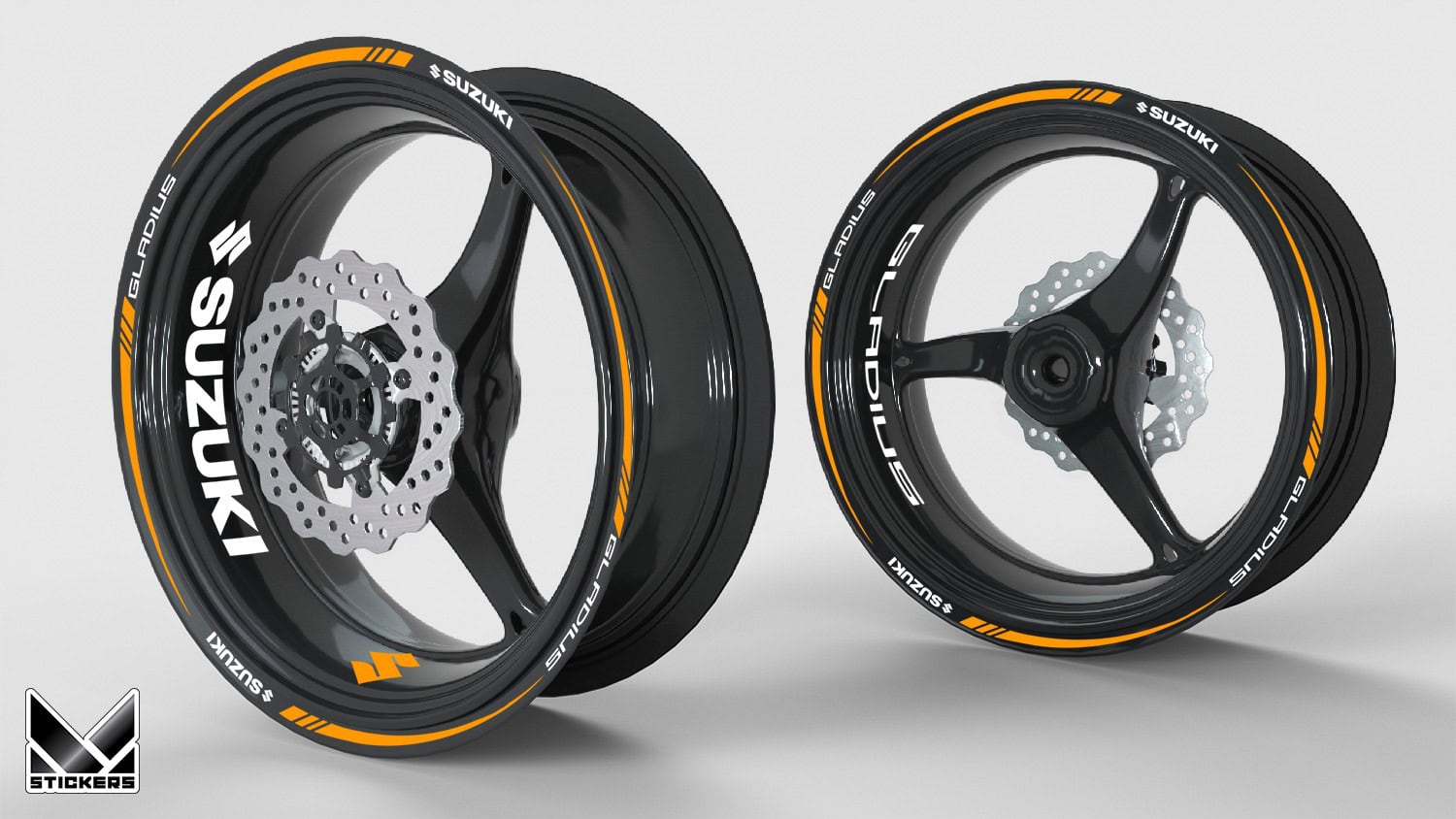 Adesivi per cerchi Suzuki Gladius 1 Kit adesivi Suzuki Gladius arancione