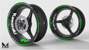 Стикери за мотоциклети Kawasaki Z800: Персонализирайте вашите стикери 5 Комплект стикери за джанти Kawasaki Z800 зелен