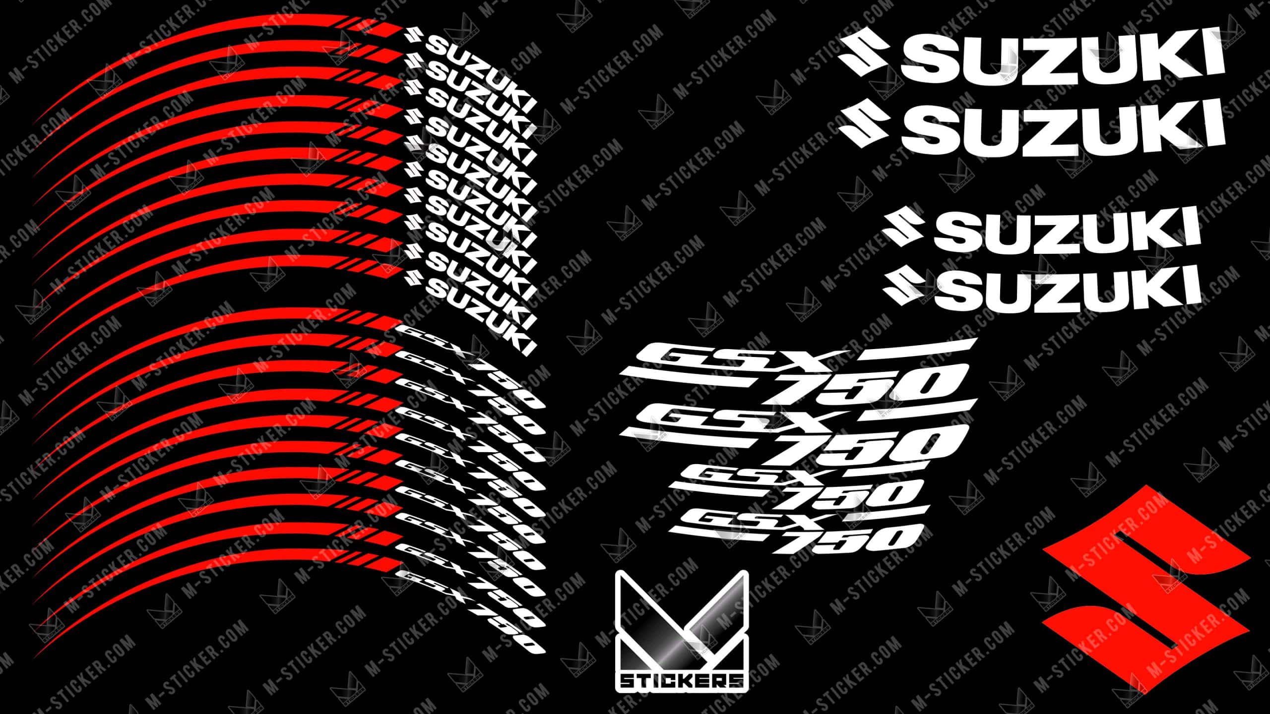Suzuki GSX 750 3 Rim Decals Graphics kit for GSX-R 750 rims