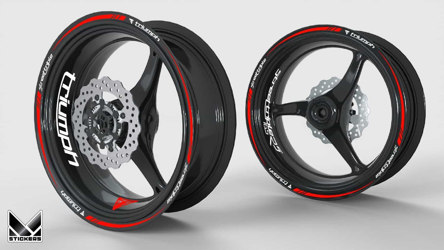 Naljepnice za felge Triumph Street Triple 765 RS 1 Grafički setovi za felge Triumph Street Triple 765 RS crveni
