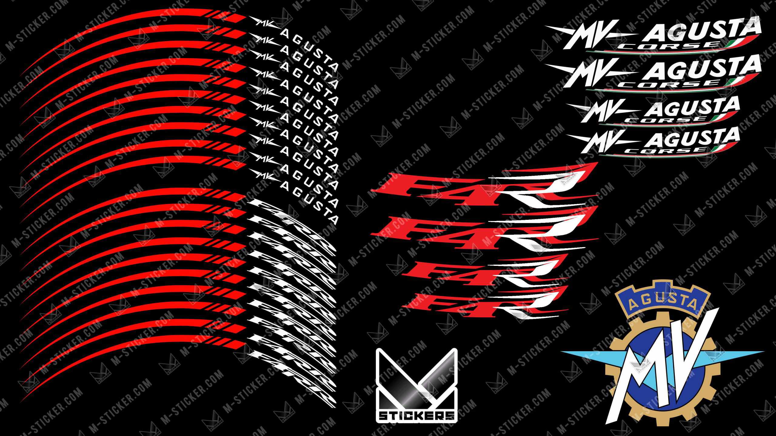 Rim Stickers MV Agusta Brutale 800 3 MV Agusta F4 1000 RR decal sheet