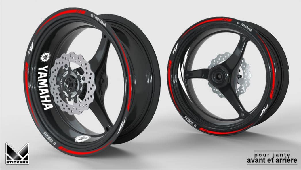 Nalepke za platišča Yamaha R1 1 Grafični kompleti nalepke za platišča Yamaha R1 rdeči