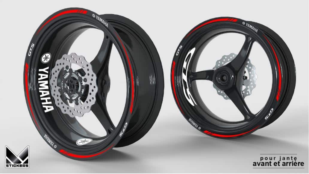 Fælgklistermærker Yamaha GTS 1000 1 Stafferingssæt Fælgklistermærker Yamaha GTS rød