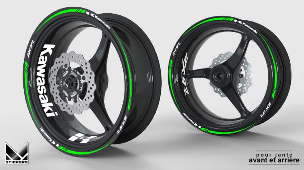 Stickers jante Kawasaki ZX9r 1 Kit stickers jantes kawasaki zx9r vert