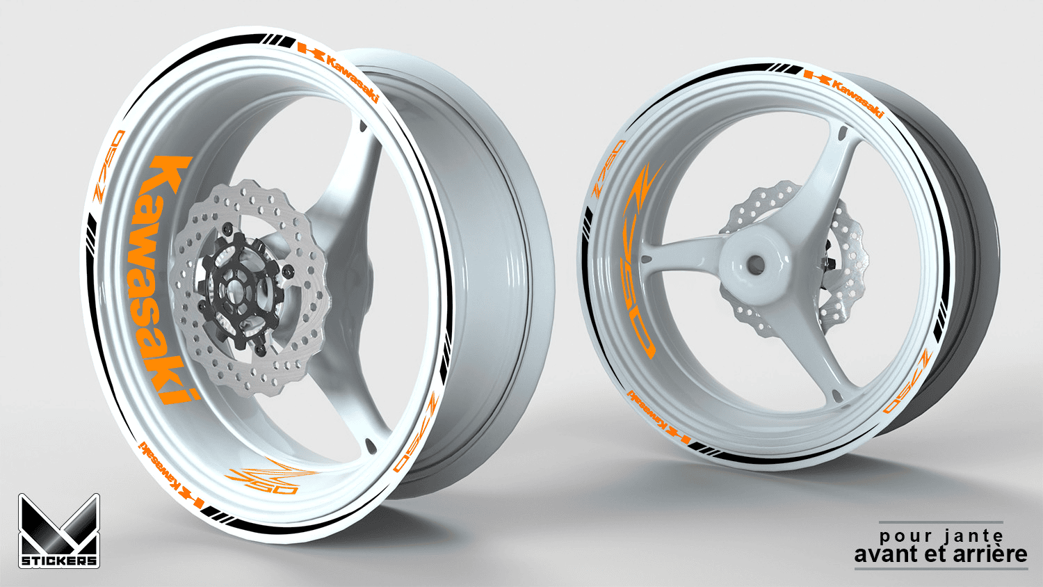 Kawasaki Z750 Rim Decals - Orange (Closeout) 1 Kawasaki Z750 wheel rim decals - Orange (Clearance)