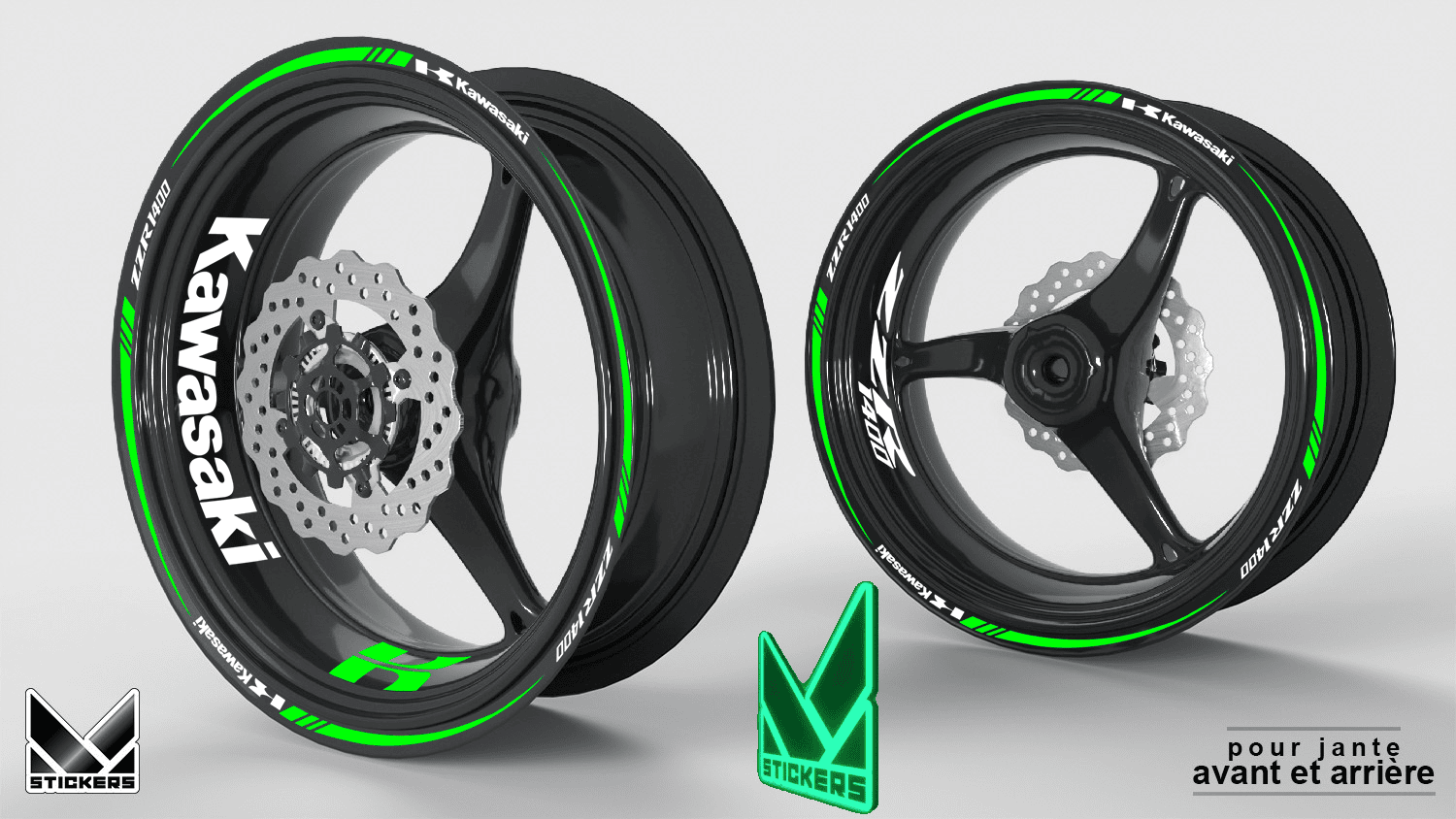 Wheel Rim Stickers Kawasaki ZZR 1400 - Photoluminescent (Closeout) 1 Rim stickers Kawasaki ZZR 1400 - Photoluminescent (Clearance)