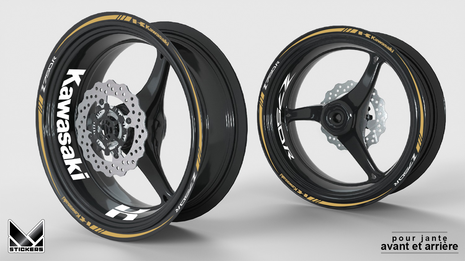 Autocolantes para jantes Kawasaki Z750R - Branco/Ouro (Liquidação) 1 Autocolantes para jantes Kawasaki Z750R - Branco/Dourado (Desconto de Stock)