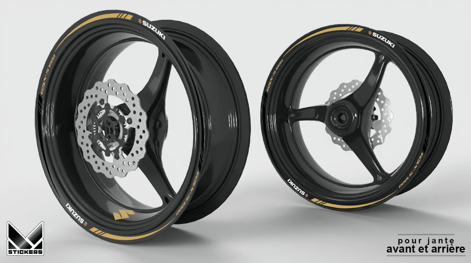 Striscia adesiva per cerchioni Suzuki GSX-S 1000 nera e oro - Liquidazione 1 Striscia adesiva per cerchio Suzuki GSX-S 1000 nero e oro - Svuoto magazzino