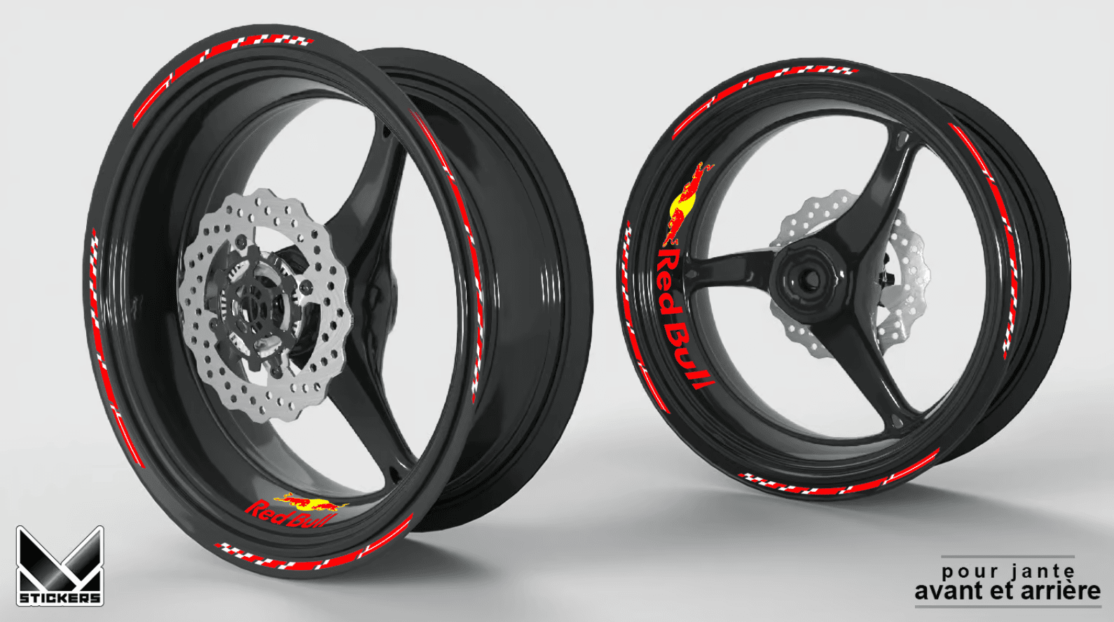 Stickers jantes Redbull Rouge – Déstockage 1 Redbull Red Rim Decals – Clearance