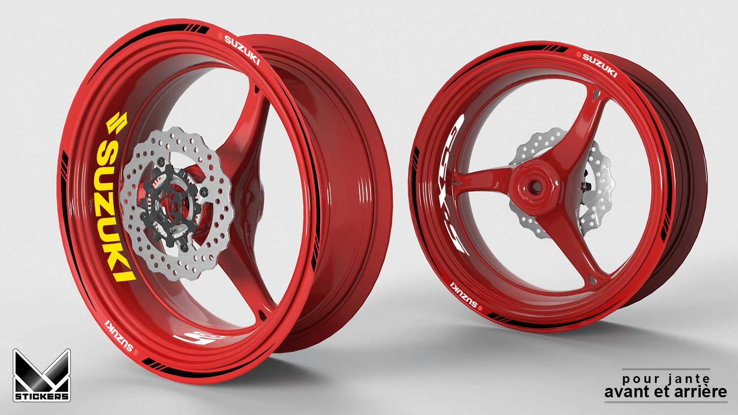 Suzuki GSX-S White & Red Wheel Rim Decals – Clearance Sale 1 Rim Decals Suzuki GSX-S White & Red – Clearance