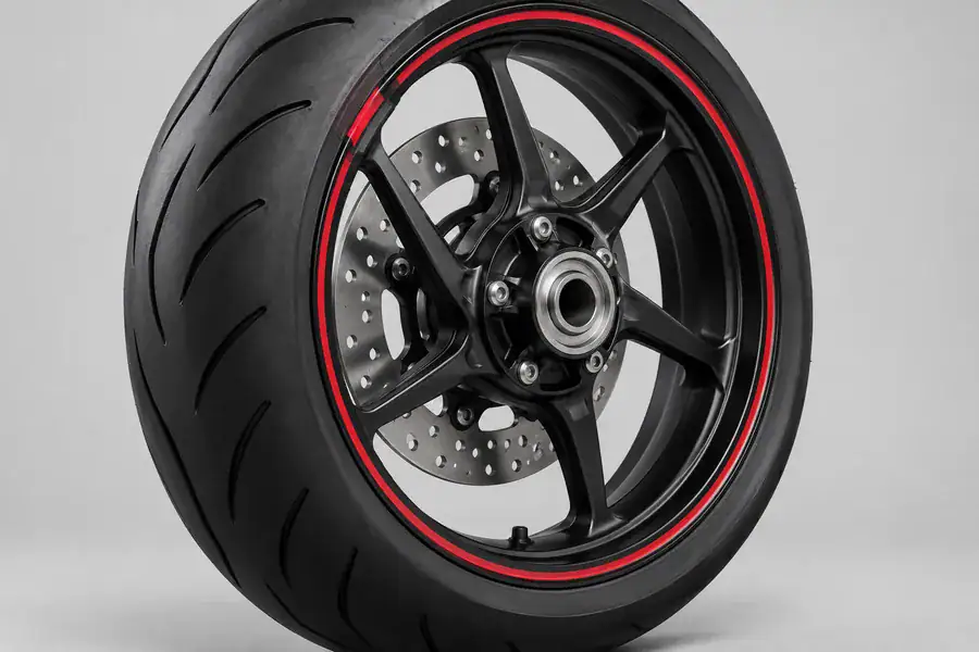 Kit'Express KTM – liserets de jante 17 pouces 2 Jante noire de moto 17 pouces avec un liseret rouge Kit'Express