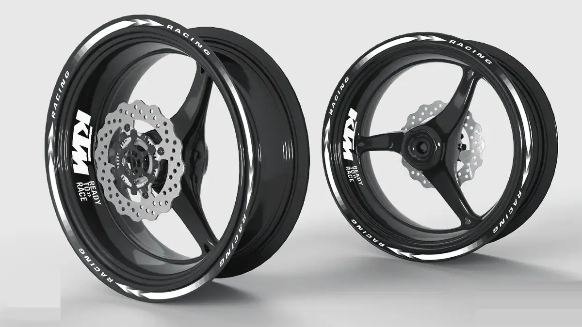 Jantes de KTM habillées du Kit'Express, liseret blanc