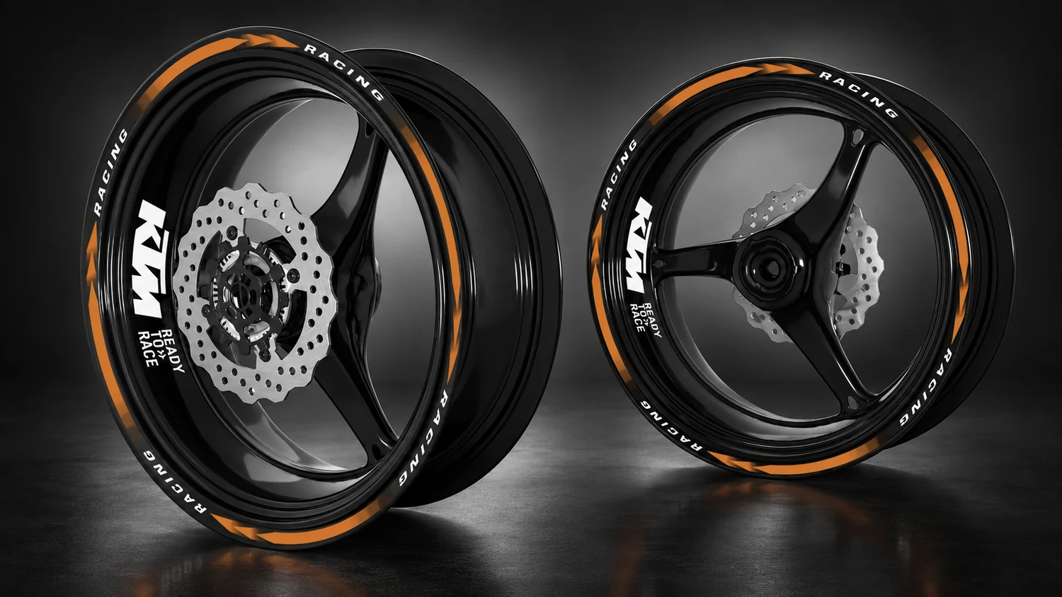 Kit'Express – Liserets de jante moto 17 pouces 6 Kit'Express pour KTM : jantes 17 pouces avec liseret orange