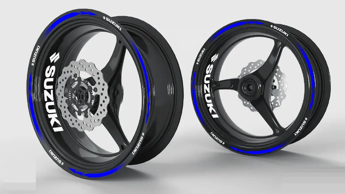 Jantes de Suzuki habillées du Kit'Express, liseret bleu