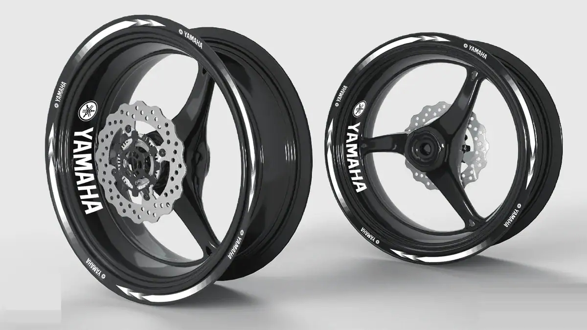 Jantes de Yamaha habillées du Kit'Express, liseret blanc